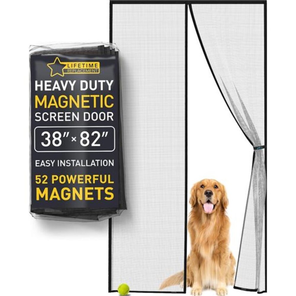 Magnetic Screen Door - Bugs Out, Breeze in -9min Install Auto-Sealing Heavy Duty